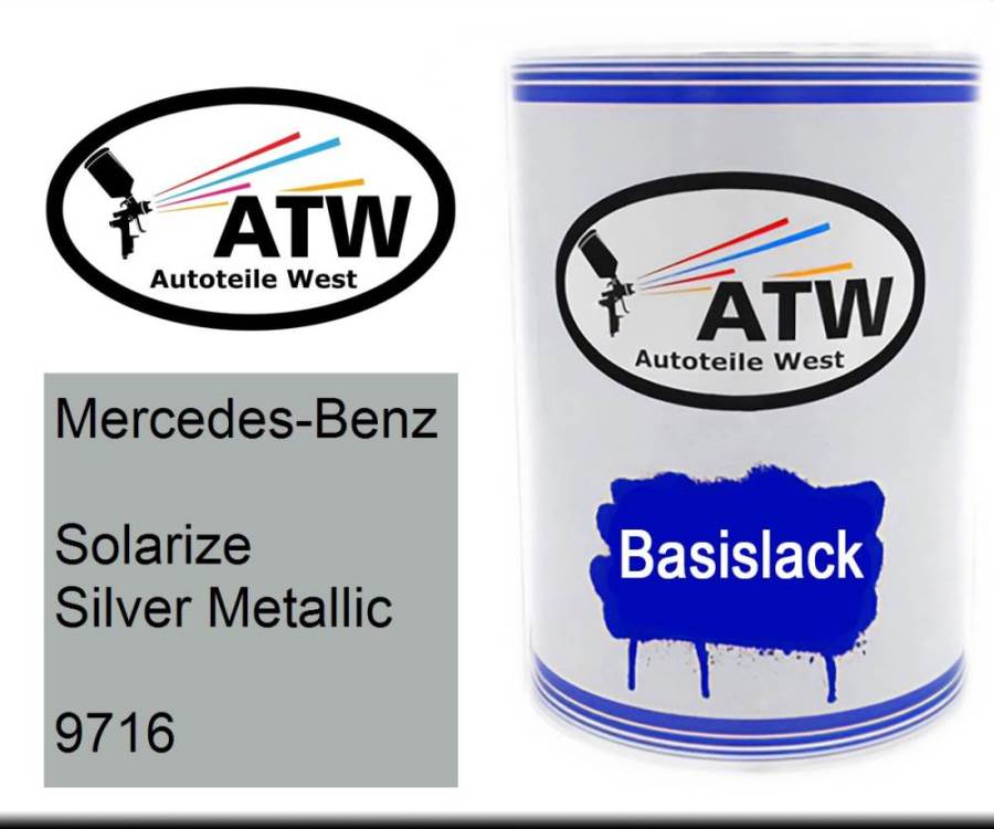 Mercedes-Benz, Solarize Silver Metallic, 9716: 500ml Lackdose, von ATW Autoteile West.